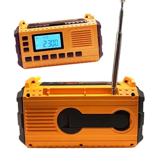 4000mAh Emergency Weather Radio with AM/FM/NOAA/SW, Solar & Hand Crank Power, Portable Radio with LCD Display, SOS Alarm, Phone Charger, Flashlight, Reading Lamp & Headphone Jack. Ideal for Camping, Hiking & Outdoor Adventures