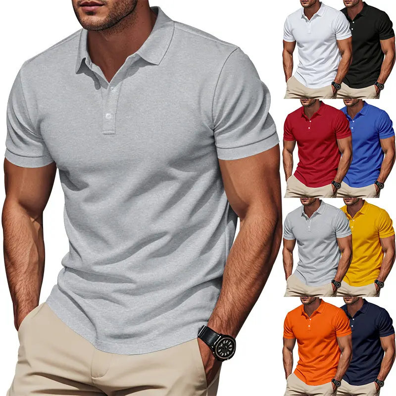 Men's Simple Quick-Drying Polo POLO Shirt Golf Type Men's Gentleman Loose Breathable Lapel Short Sleeves