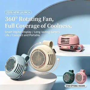 2026 Upgraded 5-speed Adjustable Portable Silent Mini Bladeless Electric Fan, Suspended Collar & Waist Fans, Rechargeable Rotating Body Fan, Wearable Fan, Phone Cooling Fan, Suitable for Outdoor & Travel & Office, Travel Accessories, Perfect Gift