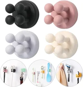 Good Grips Razor Holder - 4Pcs Self Adhesive Silicone Toothbrush Holders Wall Mounted to Mirror for Shower Hanging Towel, Functional Waterproof Hook for Bathroom Kitchen Living Room Office