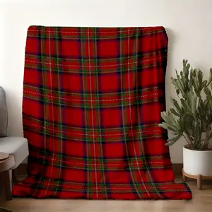 2026 new printed velvet blanket is super soft and comfortable with printingRed plaid patternA breathable and perfect bedroom sofa and office blanket