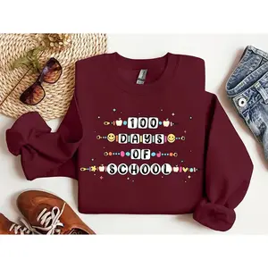 100 Days Of School Sweatshirt & Tshirt, Kids Sweatshirt, Bracelet 100th Day of School Teacher Shirt, One Hundredth Day School Tee, Back to School Tee