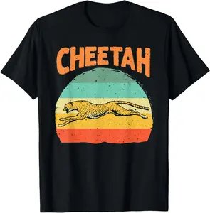 100% Cotton Funny Vintage Cheetah Art Boys Girls Leopard Safari Wildlife T-Shirt