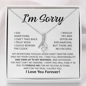 I'm Sorry Gift Necklace For Her, Please Forgive Me Gift Idea, Alluring Beauty Necklace with Message Card Box, Soulmate Necklace Gift