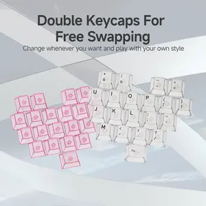 AJAZZ Love Heart Keycaps 20 Keys Transparent Keycaps White/Pink for RGB Mechanical Keyboard