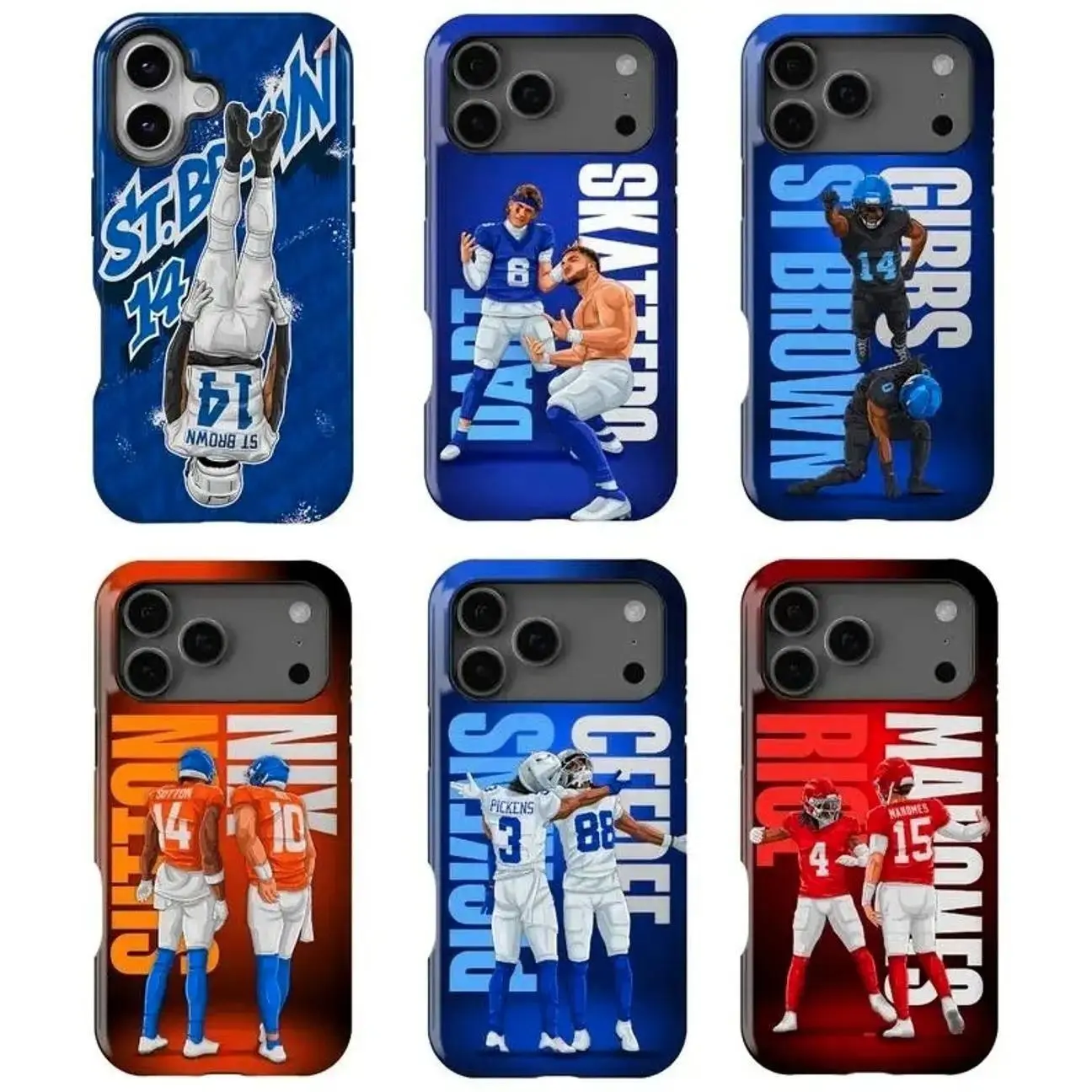 Dart x Skattebo, St. Brown x Gibbs, Pickens x Ceedee, Rice x Mahomes, Bo Nix x Sutton Phone Cases - Compatible with iPhone 11–17 Pro Max/Plus Series and Samsung Galaxy S23– Series