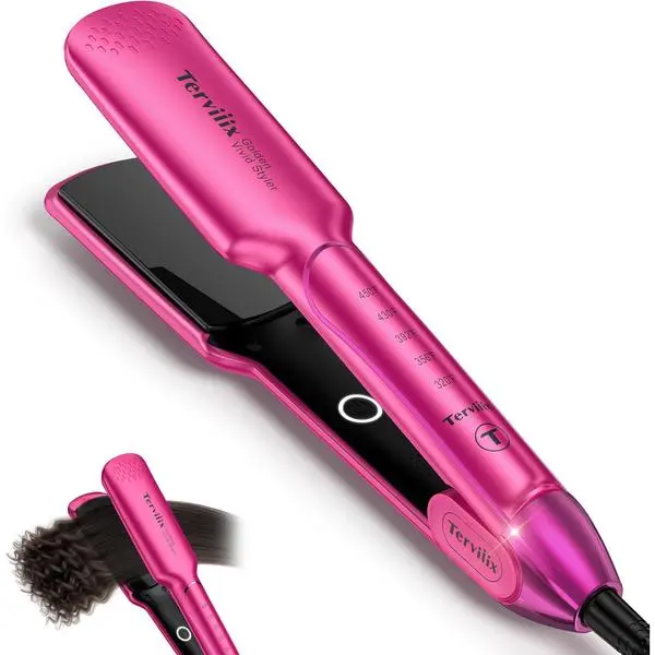 Terviiix Flat Iron Hair Straightener, 1-3/4 Inch Wide Plate Ceramic & Tourmaline, Salon-Grade One-Swipe Results, Straightens Thick, Curly, Black & Natural Hair, Professional Heat