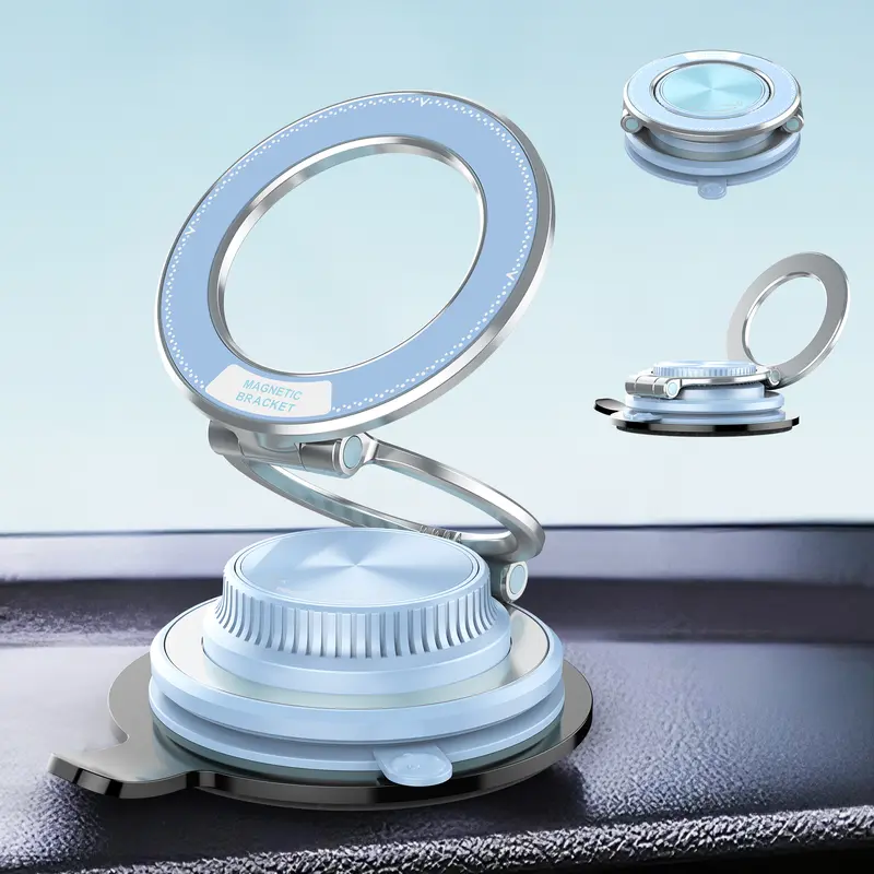 2026 Magnetic Phone Holder Folding, Portable 360° Rotation Adjustable Mini Pocket Vacuum Mount, Car Accessories for Home Smooth Surfaces, iPhone & Android Smartphones
