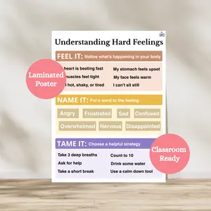 Understanding Hard Feelings Laminated Poster | Social Emotional Learning Classroom Anchor Chart