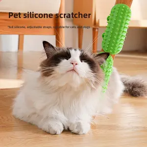 Self-Groomer Cat Brush, Wall & Corner Mounted Scratching Pad, High Elasticity Pet Bath Brush for Dogs & Cats, All-Season Grooming Tool, Grooming Accessories