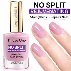 Tinovo Uno Light Purple Gel Nail Strengthener 3Pcs– No-Cure, Quick-Dry, Natural Formula, Strengthens & Protects Thin Nails, Long-Lasting Shine,0.41 oz