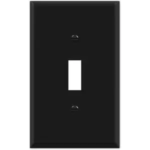 1 Gang Black Toggle METAL Light  Cover - One Gang Wall Plate for Toggle Style Light Switches, Stamped Steel Painted Black, UL Listed, 4.5 x 2.75 Inches ()