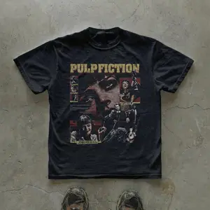 Vintage Pulp Fiction graphic tee, retro film poster collage, unisex T-shirt, cult 90s cinema, movie T-shirt, Quentin Tarantino 1OU