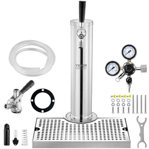 VEVOR Triple Taps Draft Beer Tower Dispenser, Stainless Steel Keg Beer Tower, Kegerator Tower Kit with Pre - Assembled Tubing and Self - Closing Faucet Shanks for Party, Bar, Pub, RestaurantVEVOR Super Brand Day