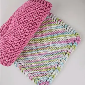 Grandma Knit 100% Cotton Dishcloths 2Pk | Reusable | Non-scratch | Durable | Machine Washable | Handmade | Spring Summer Kitchen | Multipurpose Dishcloth | Playful & Bright