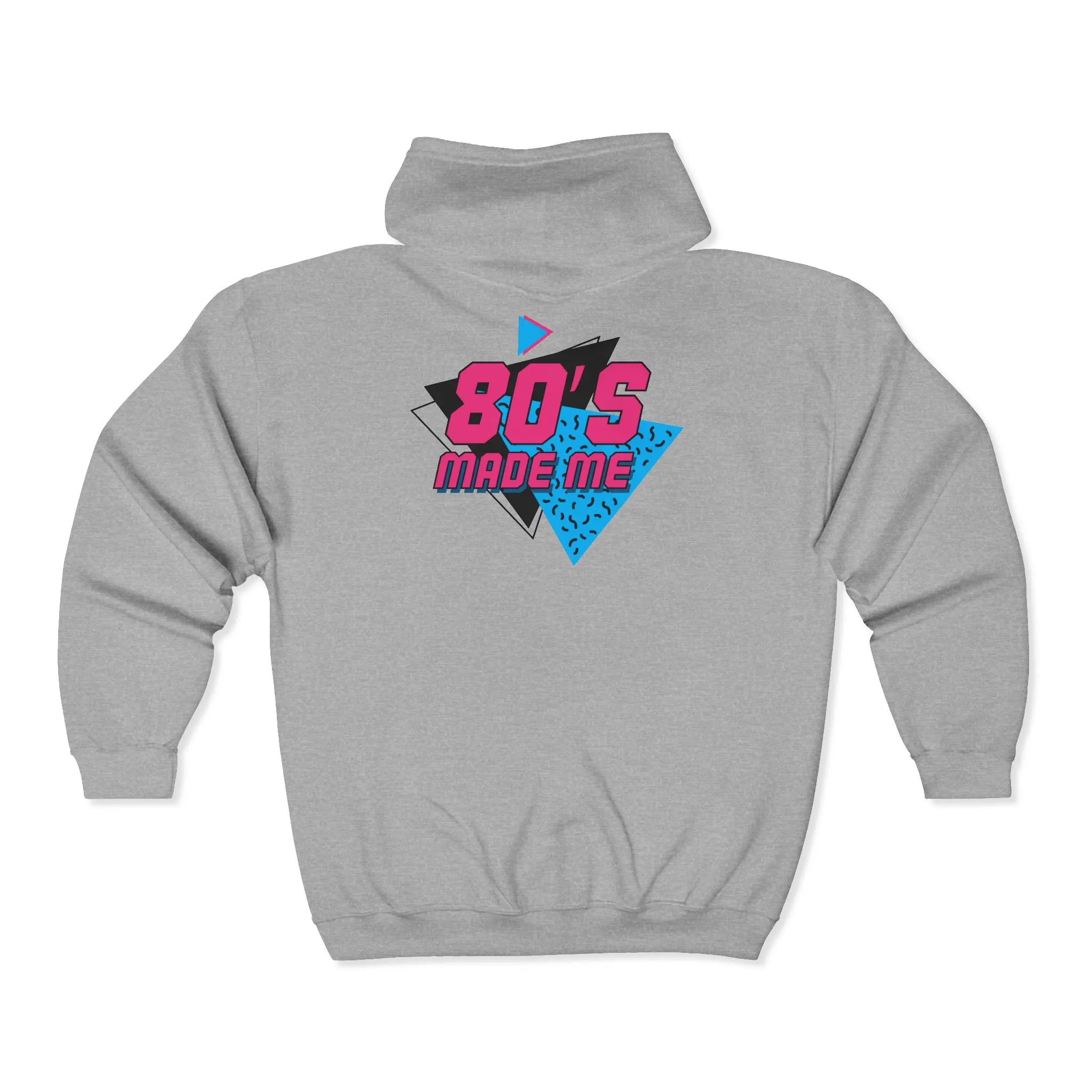 80s Made Me Hoodie | Retro 1980s Neon Geometric Zip Hooded Sweatshirt