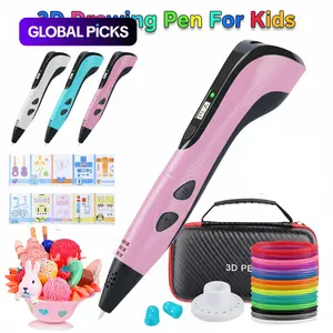 3D Printing Pen Set with PU Storage Bag, Refillable Ink Cartridge, Protective Finger Sleeves & Drawing Pad, Creative DIY Art Tool
