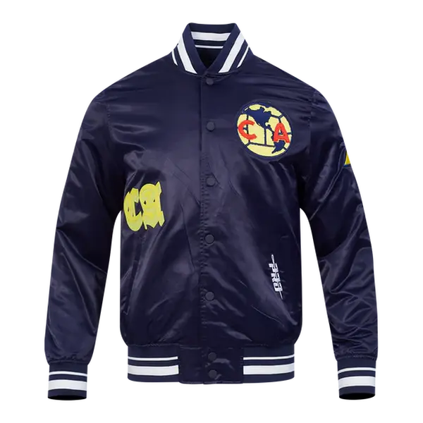 LIGA MX CLUB AMERICA OLD ENGLISH MEN'S RIB SATIN JACKET
