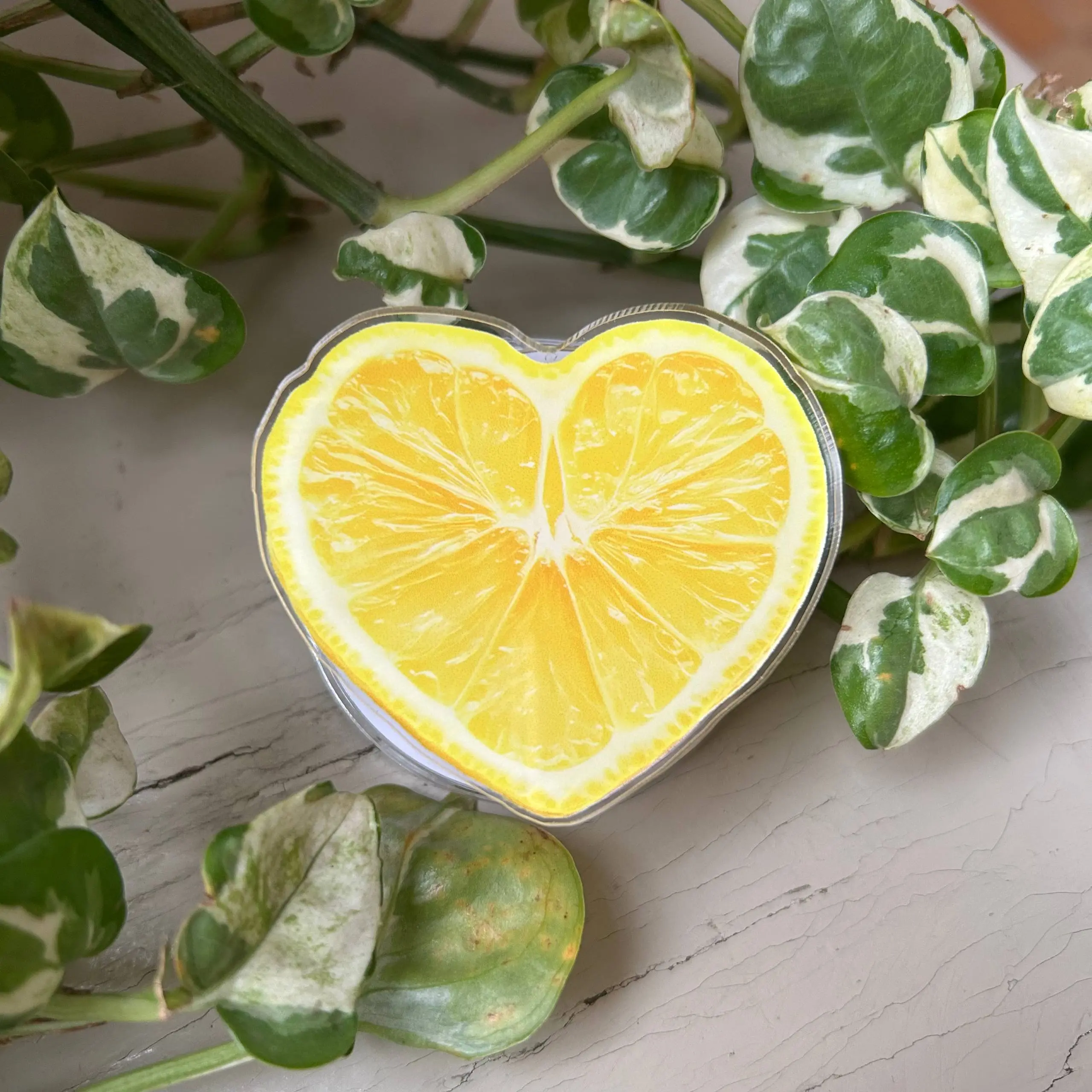 Fresh Lemon Heart MagSafe Phone Grip – Yellow Citrus Magnetic Phone Holder & Kickstand – Cute Summer Phone Accessory
