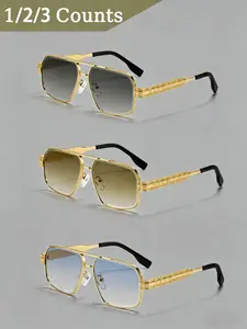 Caterside 1/2/3 Counts Uv400 Sun Glasses, Square Frame, PC Material, Unisex Design, Ideal for Outdoor Activities, Music Festivals, Beach Parties