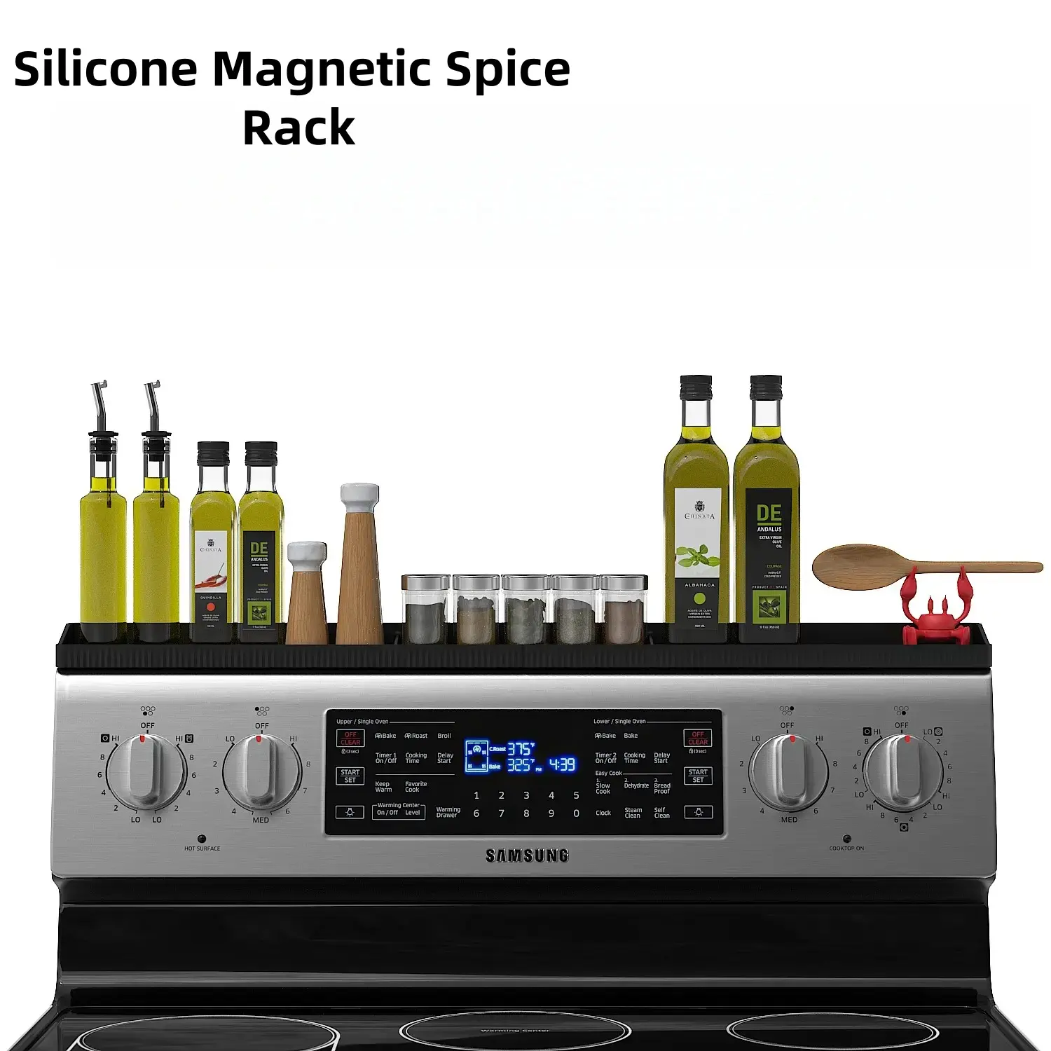 ONESHOW HOME Detachable Magnetic Stove Top Shelf Silicone Spice Rack Organizer for Kitchen Storage Deals For You Days
