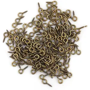 Pack of 200 Mini Eye Pins Hooks Eyelets Screw Hooks Threaded Bails Findings for Jewelry Pendant Making Bronze
