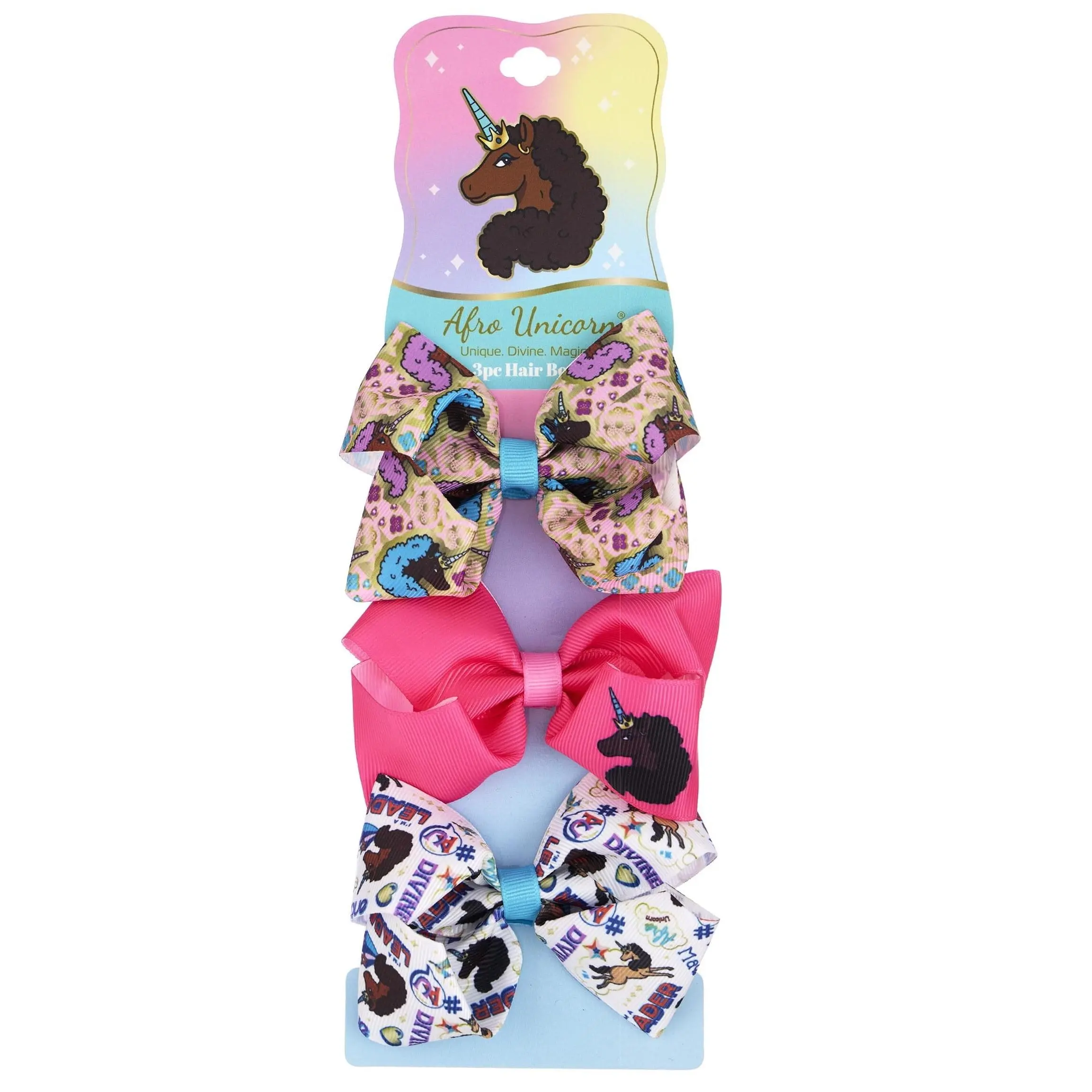 Afro Unicorn Hair Bows 3PCS