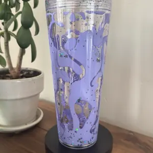 24oz Purple Fast Lava Snowglobe Tumbler with Glitter Accents and Unique Design for Stylish Beverages Cup Washable Reusable Drinkware
