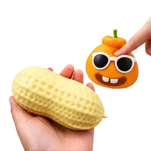 Realistic Orange & Peanut Squishy Stress Toys, Soft Slow-Rising Food Squeeze Fidget Toys for Adults, Anxiety Relief Decompression Toys, Cute Desk Decor, Prank Gifts, Easter Basket Stuffers & Children’s Day Gifts