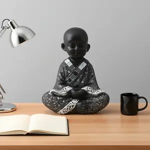 1 piece, Chinese-style Little Monk | Meditation Monk Statue | Small Monk Resin Craft, Buddhist Decor, Perfect for Zen-themed Spaces, Resin Craft Brings Inner Peace, Ideal Choice for Interior Designers and Those Seeking Tranquility, Oriental Cultural Artwo