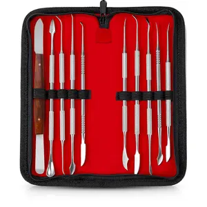 10-piece stainless steel wax carving tool set, pottery and polymer clay tools, sculpture kit with carrying case, Molding
