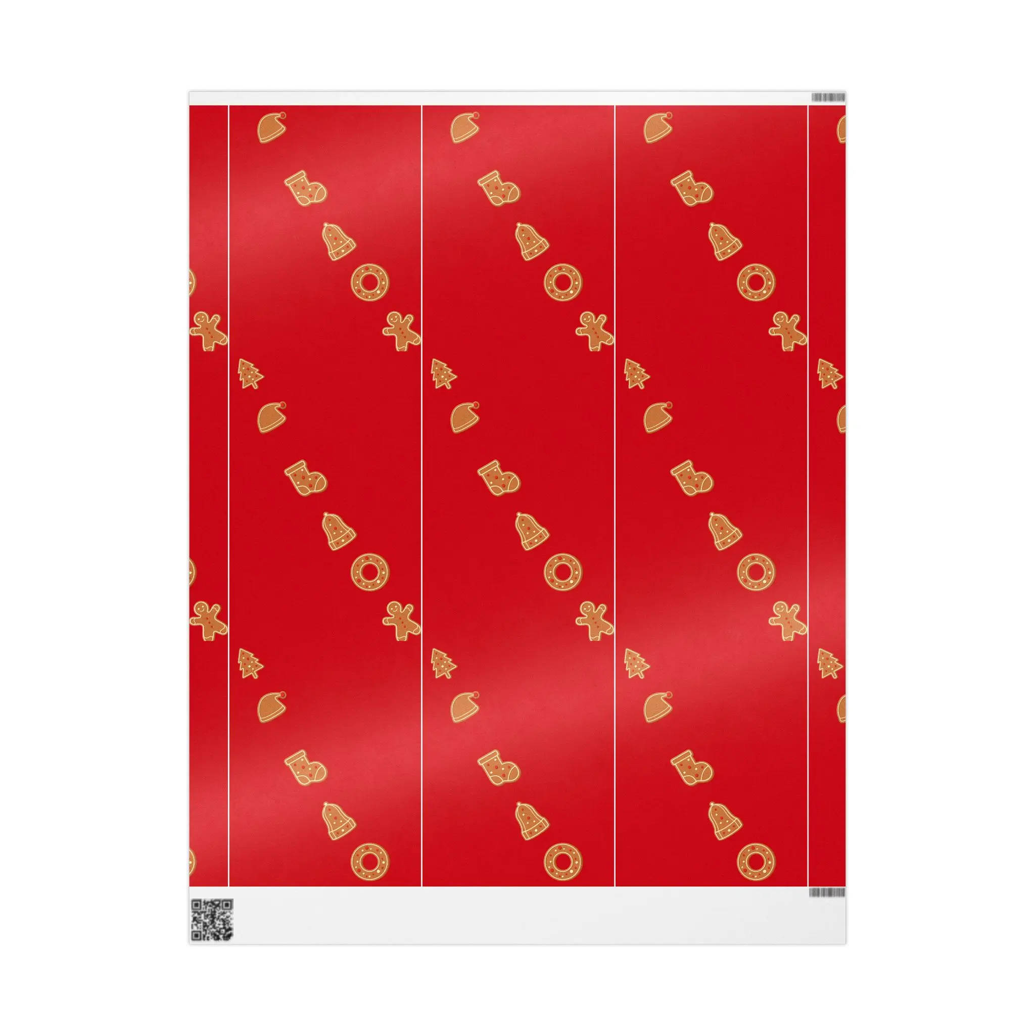 Gift Wrap Paper - Red Gingerbread Design Christmas Themed