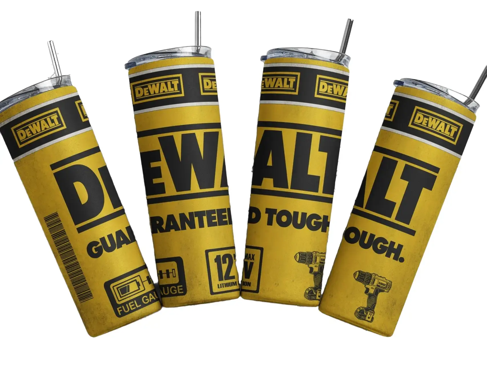 Dewalt Skinny Tumbler - 20oz with Straw, BPA-Free, Durable Stainless Steel, Hot/Cold Drinks, Lid Included skinny tumbler Drinkware tumblers