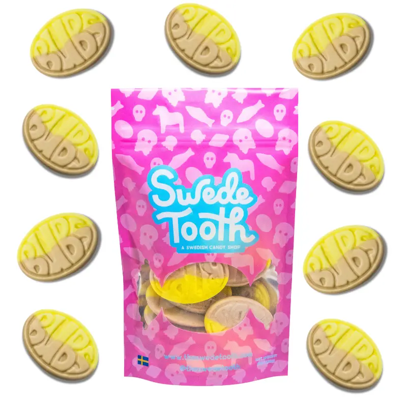 BUBS Banana Caramel-1/2lb -Swedish Candy- Vegan-Gelatin Free-Halal- Sweet Candy-Gluten Free
