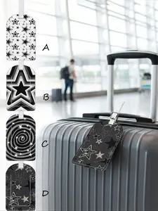 Star Pattern Fashion Leather Luggage Tag, Waterproof Design, Travel Accessory for Suitcases and Cruises, Includes Name ID Card