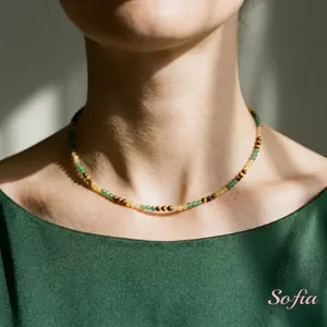 Abundance Choker, Dainty Waterproof Beaded Necklace, Tiger Eye Aventurine Citrine Necklace, Minimalist Summer Jewelry, Stackable