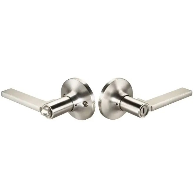 Yale YR23SBADA619 Residential Edge Privacy Keyless Doorknob, Lever Style Lock Doorknob with Seabrook Lever, Satin Nickel, Keyless Doorknobs, Lever Style Doorknobs
