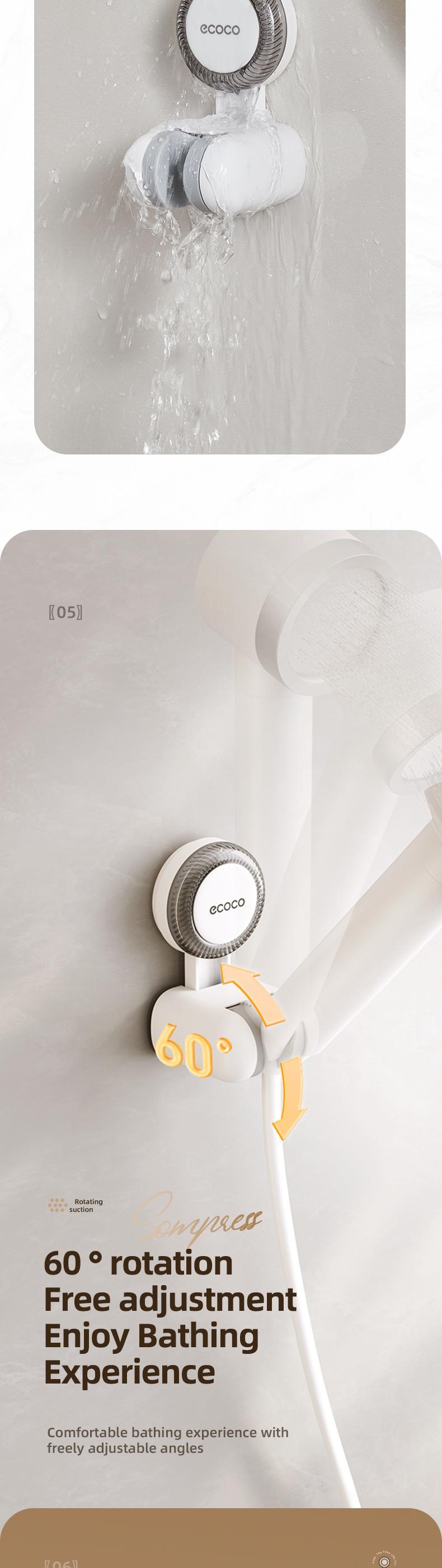 RENEMOS Relocatable Shower Head Holder - Damage-Free Suction Cup Mount - No Drill, No Tools Needed - Adjustable Shower Stand for Tile & Glass - Reusable & Removable - Perfect for Apartments & Rentals