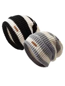 2pcs Loose Fit Beanie Hats - Stretchy Winter Warm Caps, Windproof Cold Weather Hats for Cycling, Everyday & Special Occasions Vintage Aesthetic, Snug Fit, Unisex Headwear, Fashion Lovers