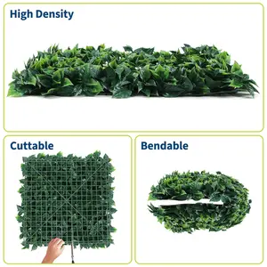 Gaomon 20x20 in Artificial Grass Wall Panels (12 Pieces) with 50 Zip Ties - UV Resistant Privacy Screen, Lush Fake Greenery for Outdoor/Indoor Garden, Wedding Decor