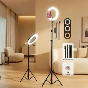 10" Ring Light with Tall 71" Extendable Tripod Stand, Professional Video Light with Adjustable Brightness and Color Temperature, Built-in Phone Holder for Live Streaming Makeup YouTube Videos TikTok Vlogging#valentine's day gifts#new years