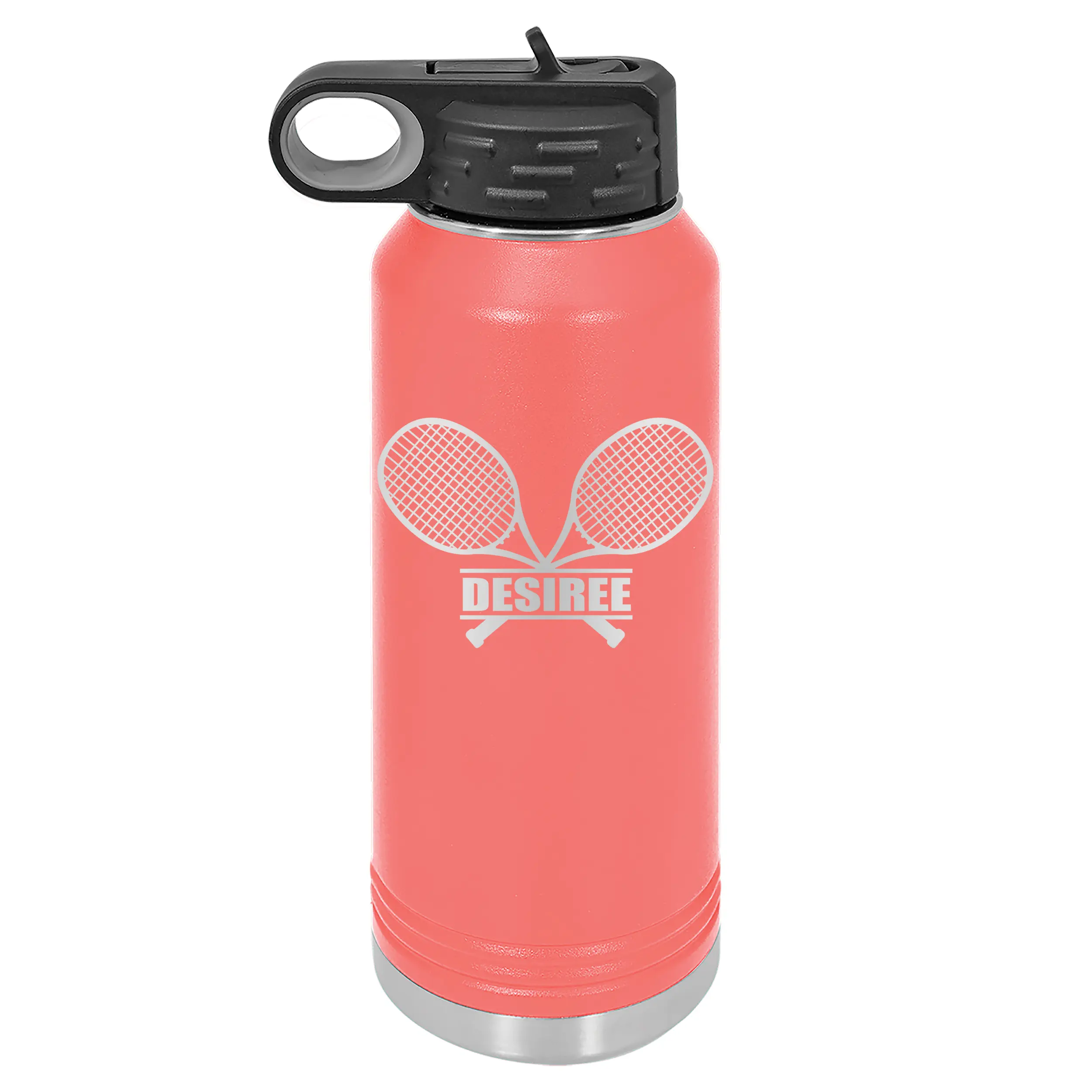 Personalized TENNIS Coach, Tennis Team Captain, Tennis Player Appreciation Gift Laser Engraved 32 oz. Stainless Steel Bottle 13 Colors Available