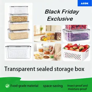 3 sets of refrigerator fruit storage containers with detachable filter cans, sealed vegetable storage without bisphenol A, refrigerator organizer and storage device, can extend the kitchen shelf life of berries, vegetables, food, and meat