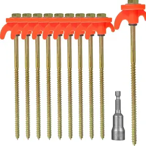 Outdoor Camping Hexagonal Spiral Fluorescent Ground Anchors with Rotatable Plastic Heads, Heavy Duty Camping, Perfect for Tent Stability, Outdoor Camping Equipment