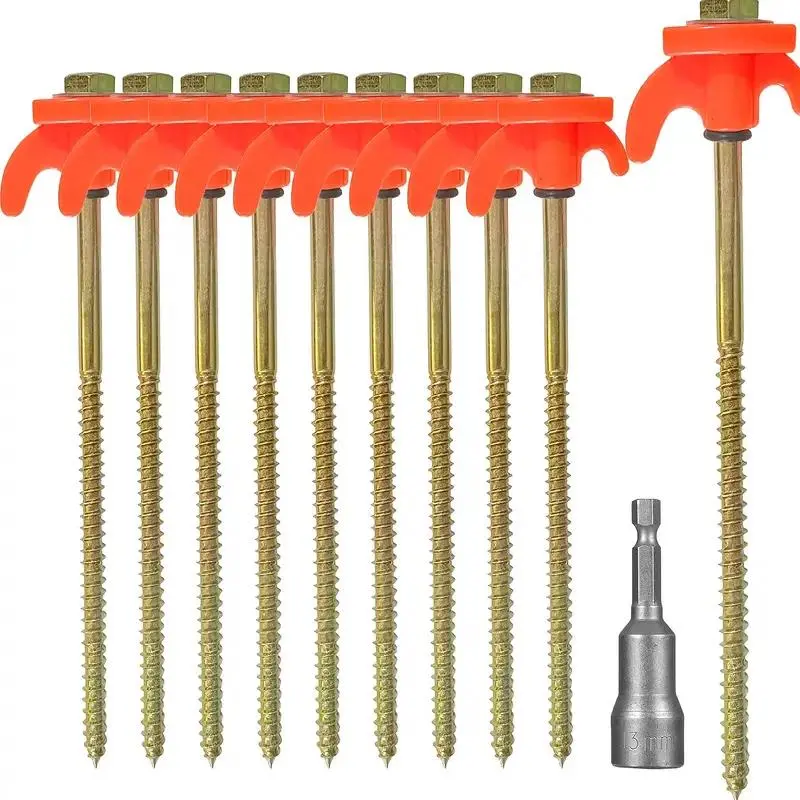 Outdoor Camping Hexagonal Spiral Fluorescent Ground Anchors with Rotatable Plastic Heads, Heavy Duty Camping, Perfect for Tent Stability, Outdoor Camping Equipment