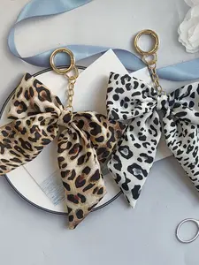 Fashion Leopard Pattern Keychain, Cute Bowknot Design Keychain for Women & Girls, Trendy All-match Keychain for Birthday Gift, Bag Charm Keychain