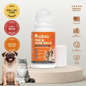 PUAINTA Roll-On Dog Paw Balm, Lick Safe & Easy Apply for Dry Cracked Paws and Nose, with Natural Coconut Oil, All Season Protection for Dogs & Cats, 2oz