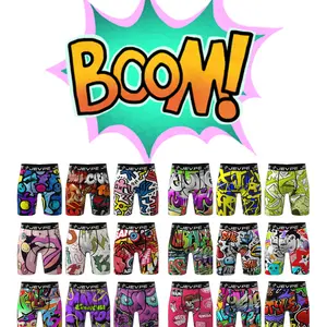 12 Pack Random Men's Boxer Briefs Random Graffiti Pattern Stretch Moisture Wicking Breathable Underwear