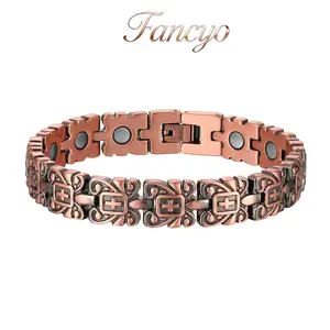 Fancyo Copper Bracelet for Woman, Magnetic Copper Bracelets with Premium Fold-Over Clasp Included Adjustable Tool perfect family gift bracelets for women