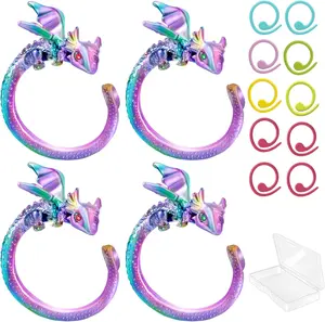 4 count Adjustable Crochet Tension Ring for Finger, Dragon Crochet Yarn Tension Rings for Crocheting, Crochet Rings for DIY Crocheting and Sewing Crafts
